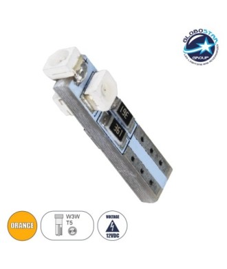 GloboStar® T5 81034 Λάμπα Αυτοκινήτου LED 3xSMD1210 0.48W 18lm 360° DC 12-16V IP20 Φ0.6 x Υ2cm Πορτοκαλί